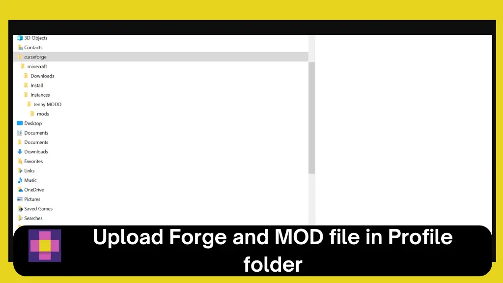 add forge and MOD file into the curseforge profile folder